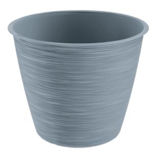 Plantenpot/bloempot Paintstripe - kunststof - grijs - 17 x 14 cm - stijlvol