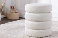 Ronde kruk VOGUE 50cm crèmewit bouclé poef met opbergruimte - 43524