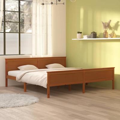 Bedframe massief grenenhout honingbruin 200x200 cm