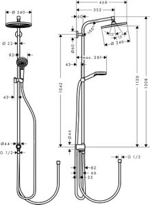 Hansgrohe Crometta s 240 showerpipe reno met ecosmart chroom 27270000