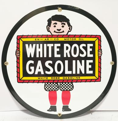 White Rose Gasoline Man Logo Emaille Bord