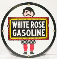White Rose Gasoline Man Logo Emaille Bord