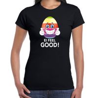 Vrolijk Paasei ei feel good t-shirt zwart voor dames - Paas kleding / outfit - thumbnail