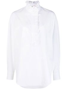 Alexander McQueen chemise en coton à volants - Blanc