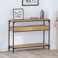 Wandtafel artisanaal eikenkleurig 100 x 29 x 75 cm Bewerkt hout