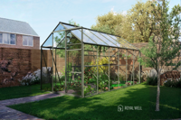 Royal Well Kate IV aluminium tuinkas 192x375 cm groengrijs- - Veiligheidsglas- Royal Well