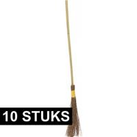 Heksen bezem van hout - 10x - 100 cm - heks verkleed accessoires