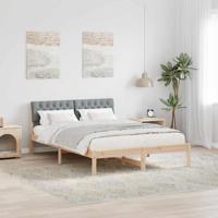 Bedframe Bruin en lichtgrijs 135 x 190 cm Massief grenenhout