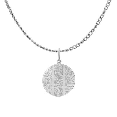 Gepersonaliseerde vingerafdrukken ketting - Stainless steel - Zilver - 15 mm - 3 vingerafdrukken