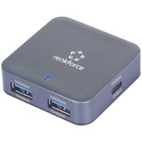 Renkforce RF-USBH-500 USB 3.2 Gen 2-hub 2 + 2 poorten Met aluminium behuizing Aluminium-grijs - thumbnail