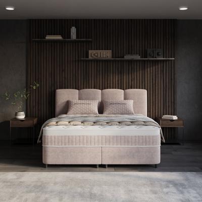 2-Persoons Boxspring Met Opbergruimte - Allure - Taupe - Taupe 180x200 Cm - - Inclusief Topper - Dekbed-Discounter.nl