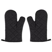 Ovenwant - 2x - zwart - ovenhandschoen - keukentextiel - -keukenhandschoenen - katoen