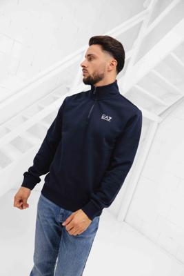 Emporio Armani EA7 8NPM35 Quarter Zip Sweater Heren Donkerblauw - Maat XS - Kleur: Donkerblauw | Soccerfanshop