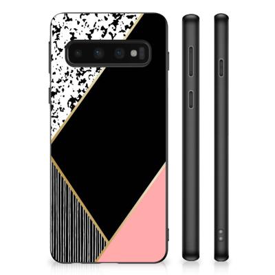 Samsung Galaxy S10 Grip Case Zwart Roze Vormen