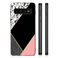 Samsung Galaxy S10 Grip Case Zwart Roze Vormen