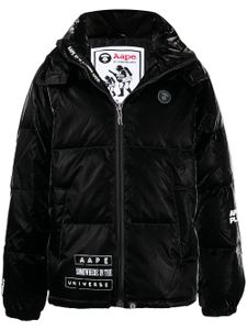 AAPE BY *A BATHING APE® doudoune brillante à patch logo - Noir