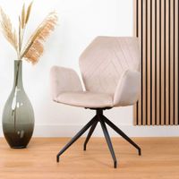 Eetkamerstoel taupe fluweel draaibaar met visgraat patroon - thumbnail