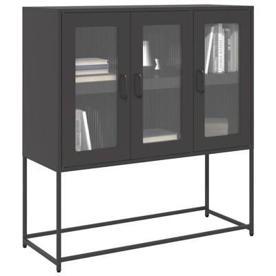 Dressoir 100,5x39x107 cm koudgewalst staal zwart