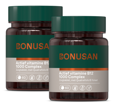 Bonusan Actief vitamine B12 1000 Complex Zuigtabletten Duoverpakking