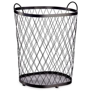 Draadmand/wasmand metaal zwart 46 x 31 x 55 cm
