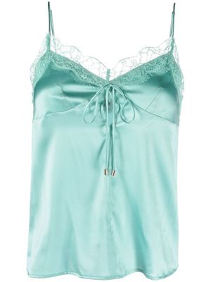 PINKO haut bordéde dentelle à fines bretelles - Vert