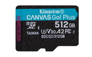 Kingston Canvas Go! Plus microSDXC Geheugenkaart met Adapter SDCG3/512GB - 512GB