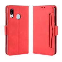 Portemonnee stijl huid voelen kalf patroon lederen draagtas voor Galaxy A40 met aparte kaartsleuf (rood)