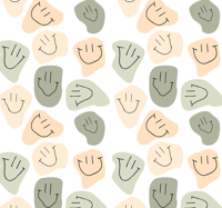 Tienerkamer behang neutrale kleuren smileygezichten