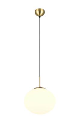 Trio Ovale hanglampFomento Ø 30cm - messing met wit glas - 363100108