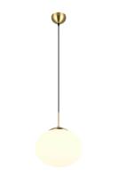 Trio Ovale hanglampFomento Ø 30cm - messing met wit glas - 363100108