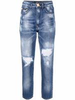 Philipp Plein jean taille-haute court à effet usé - Bleu - thumbnail