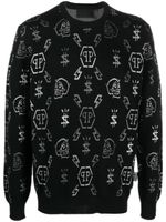 Philipp Plein pull à motif monogrammé en jacquard - Noir