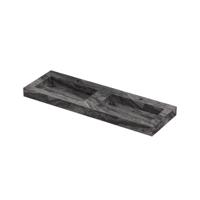 INK Pitch Wastafel keramische slab bak dubbel met drain en front en side skirts 2 kraangaten 140x45x9 Venice brown glossy