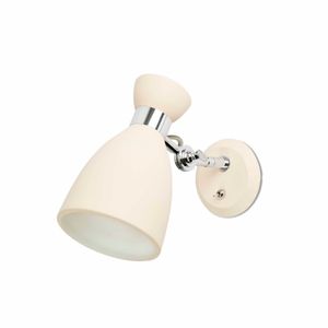 Retro Design Wandlamp kleur beige chroom accenten fitting E14 20000 Spaans design Faro