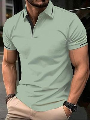 Bon&Bon Men's Geometric Textured Short Sleeve Polo Shirt - Black Green_1 / M