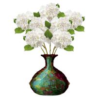 Kunstbloem Hortensia tak - 8x - Challenge - 47 cm - wit - kunst zijdebloem - Hydrangea - thumbnail