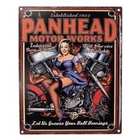 Clayre & Eef Tekstbord 20x25 cm Zwart Ijzer Vrouw op motor Panhead