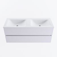 MONDIAZ VICA 120cm badmeubel onderkast Cale 2 lades. Wastafel CLOUD dubbel 2 kraangaten, kleur Talc.