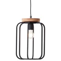 Brilliant HanglampTosh zwart met houtbruin - 99501/66