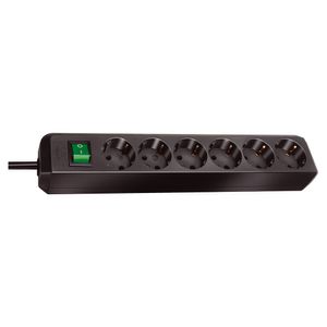 Brennenstuhl 1159500400 Stekkerdoos | Eco-Line | 6 Sockets | Schakelaar | Zwart | 3 meter