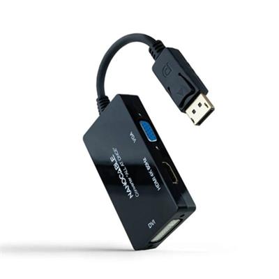 Adapter DisplayPort naar VGA/DVI/HDMI NANOCABLE 10.16.3301-ALL Zwart 20 cm