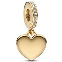 Pandora 768761C01 Hangbedel Engravable Heart Tag Dangle zilver-zirconia goudkeurig-wit