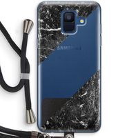 Zwart marmer: Samsung Galaxy A6 (2018) Transparant Hoesje met koord