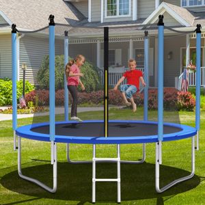 Ø 305 cm Trampoline Recreatietrampoline met Veiligheidsnet Zwart + Blauw