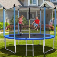 Ø 305 cm Trampoline Recreatietrampoline met Veiligheidsnet Zwart + Blauw - thumbnail