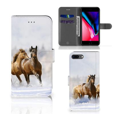 Apple iPhone 7 Plus | 8 Plus | Telefoonhoesje | Met pasjeshouder | Paarden