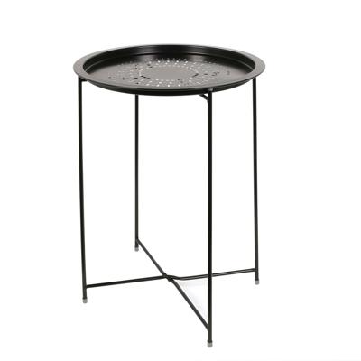 Home Deco Factory Bijzettafel - zwart - metaal - D46 cm - plantenpot verhoger - binnen/buiten