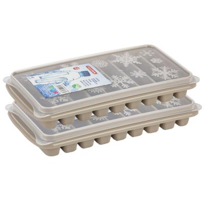 PlasticForte ijsblokjes tray - 2x stuks - taupe - kunststof - 26 x 13 x 4 cm - ijsstaafjes - 9 vakje