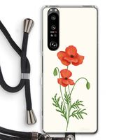 Red poppy: Sony Xperia 1 III Transparant Hoesje met koord