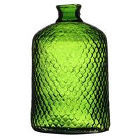Natural Living Bloemenvaas Scubs Bottle - groen geschubt transparant - glas - D18 x H31 cm   -